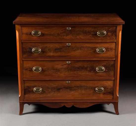 Appraisal: George IV walnut and mahogany chest of drawers circa four