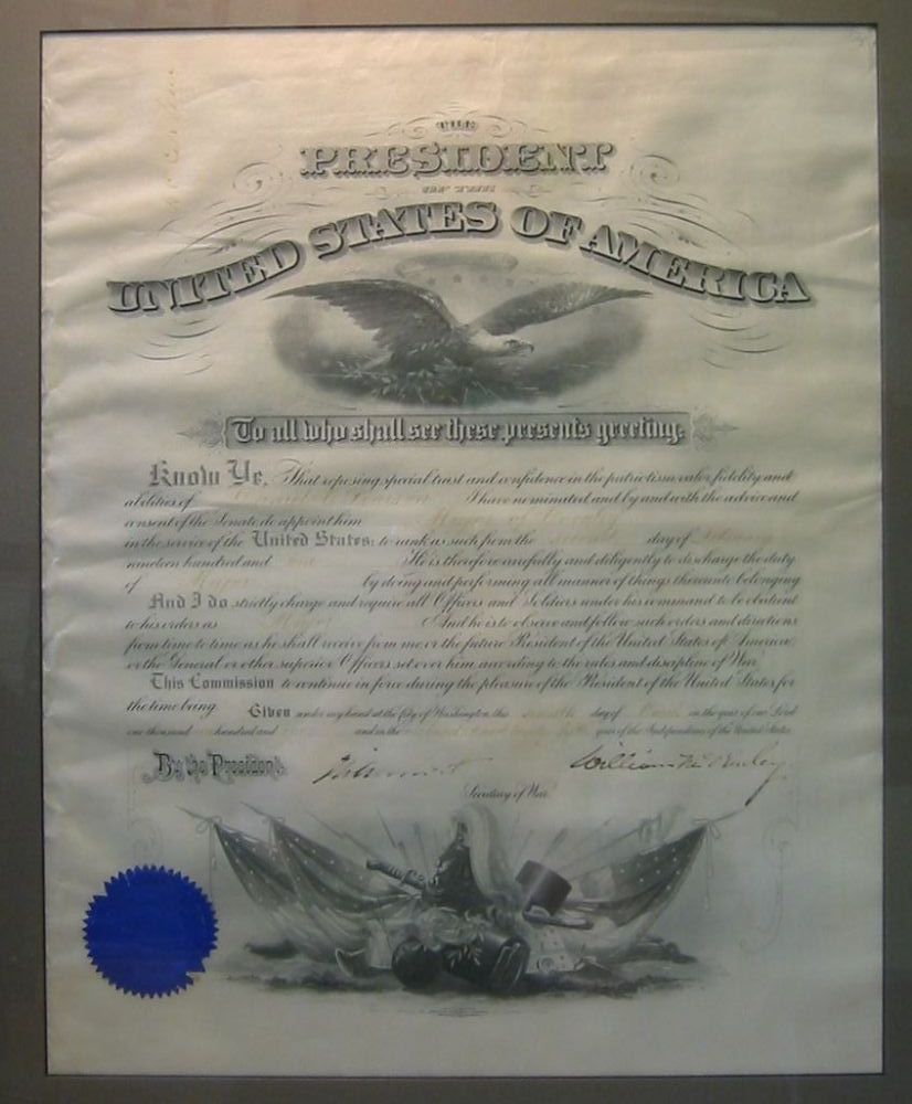 Appraisal: MCKINLEY WILLIAM Partly-printed vellum Document Signed as President military commission