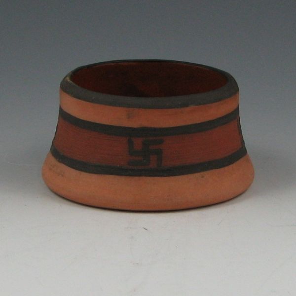 Appraisal: Owens Aborigine low vessel with Native American Indian swastika design