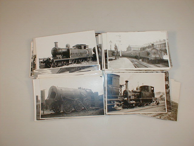 Appraisal: A collection of postcard sized photographs of steam engines and