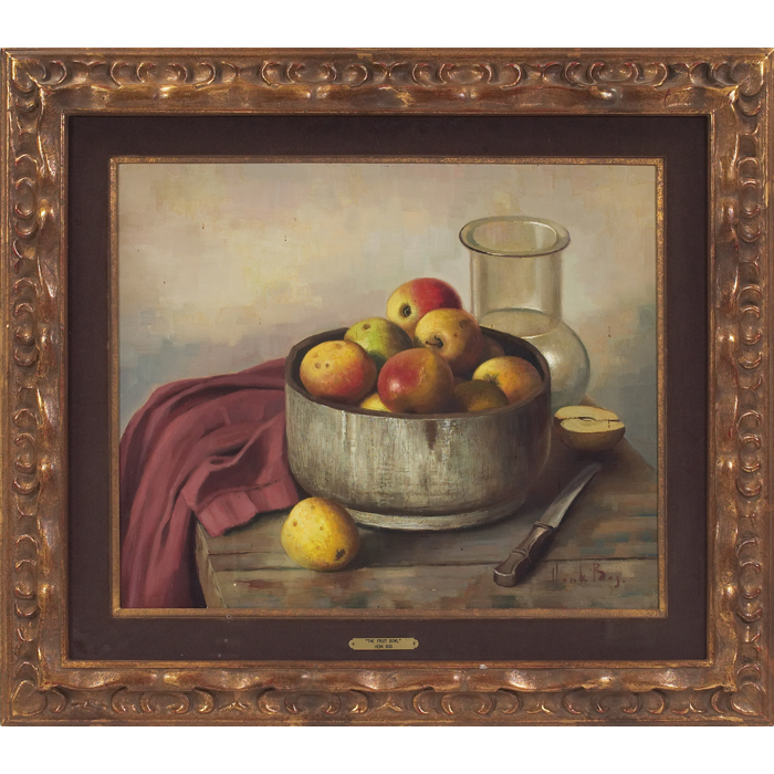 Appraisal: Henk Bos Dutch - ''Still Life with Fruit and Knife