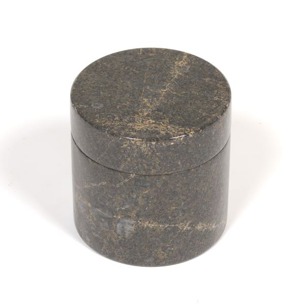 Appraisal: PREHISTORIC FOSSIL CYLINDER TEA CADDY VANITY BOX x Fossilised tea