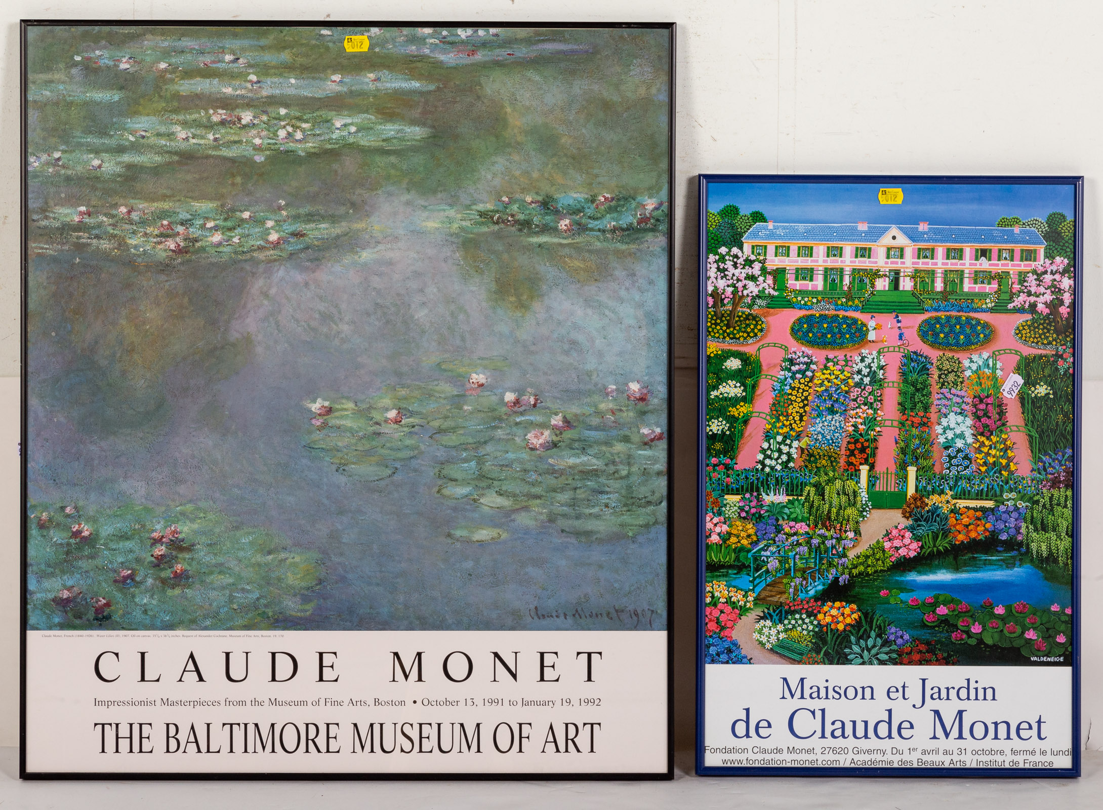 Appraisal: TWO FRAMED MONET EXHIBITION POSTERS Size of largest x in