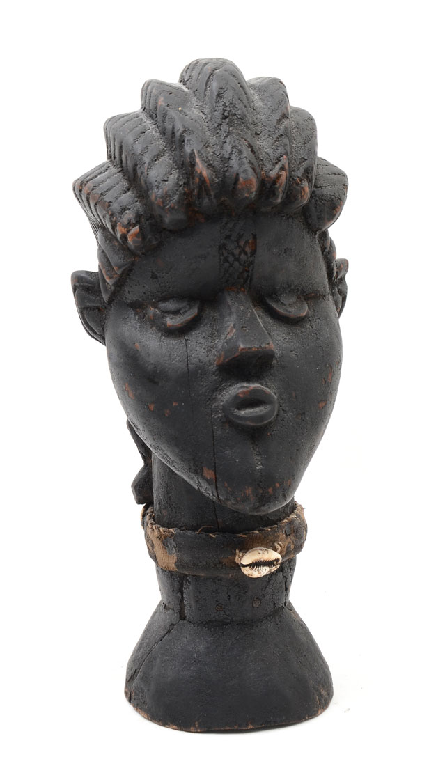 Appraisal: WEST AFRICAN CARVED DAN PEOPLES FETISH HEAD Carved wood fetish