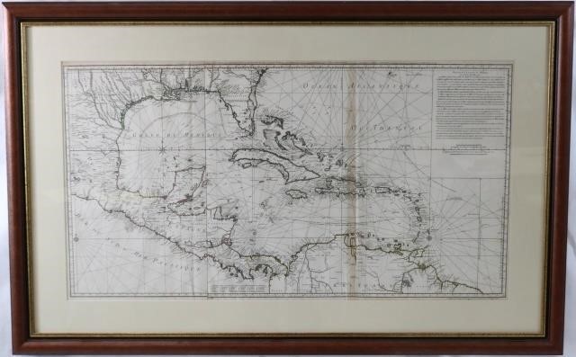 Appraisal: LARGE FRAMED TH CENTURY MAP NAUTICAL CHART DATED BY PHILLIP