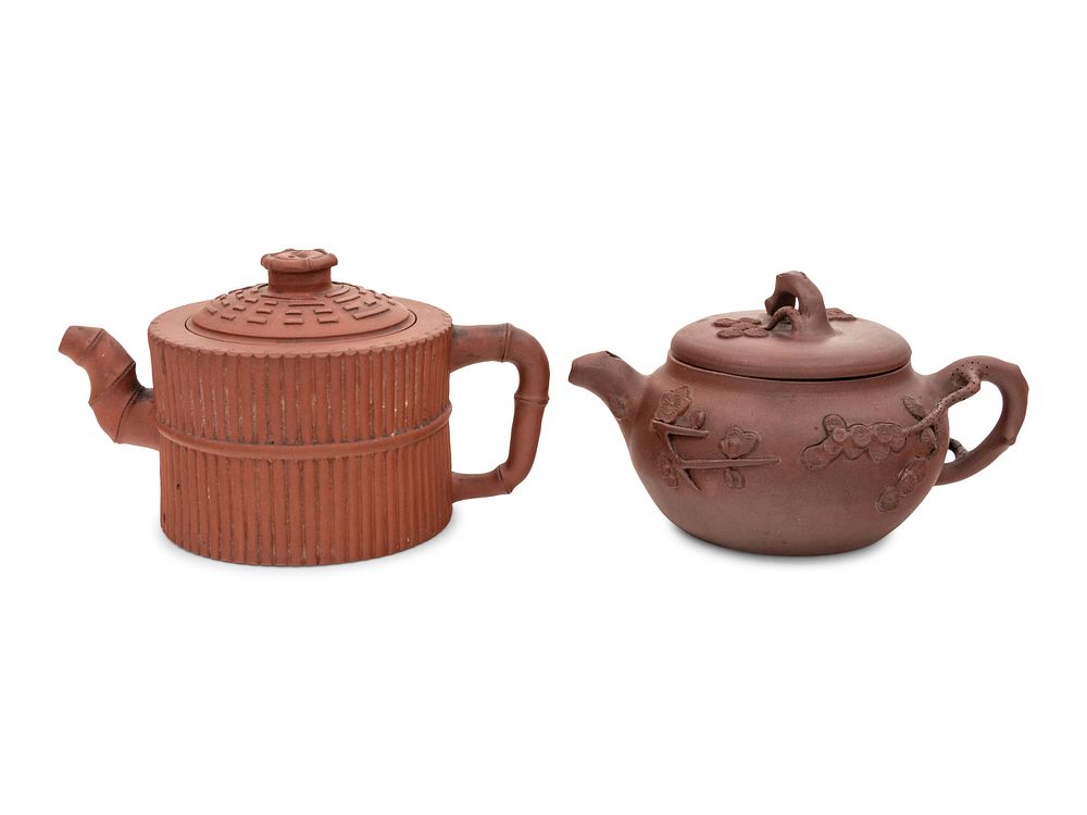 Appraisal: Two Chinese Yixing Pottery Teapots Two Chinese Yixing Pottery Teapots