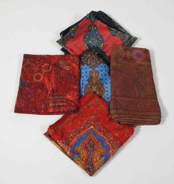 Appraisal: Five Designer Paisley Motif Scarvesto include four examples by Brioni