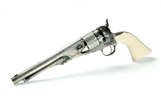 Appraisal: ENGRAVED COLT MODEL ARMY REVOLVER caliber six-shot cylinder '' round