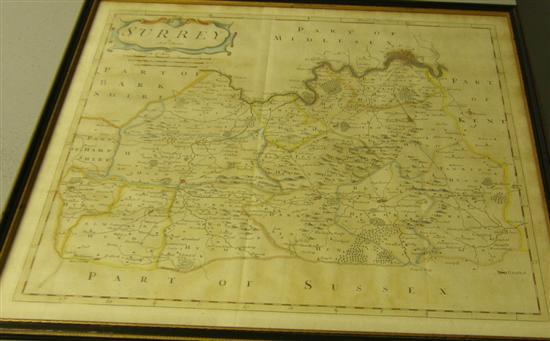 Appraisal: th century map of Surrey by Robert Morden h w