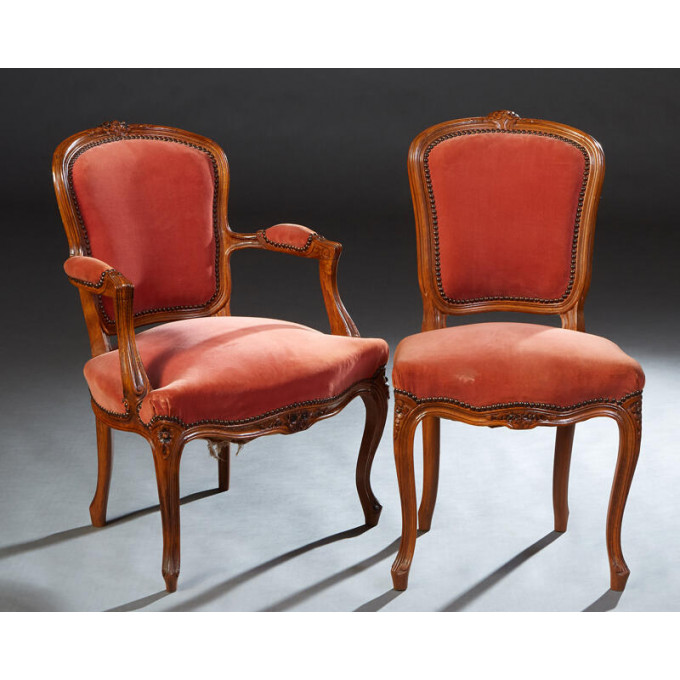 Appraisal: Two French Carved Beech Parlor Chairs early th c consisting