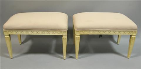 Appraisal: PAIR OF LOUIS XVI STYLE FOOTSTOOLS th century the pink