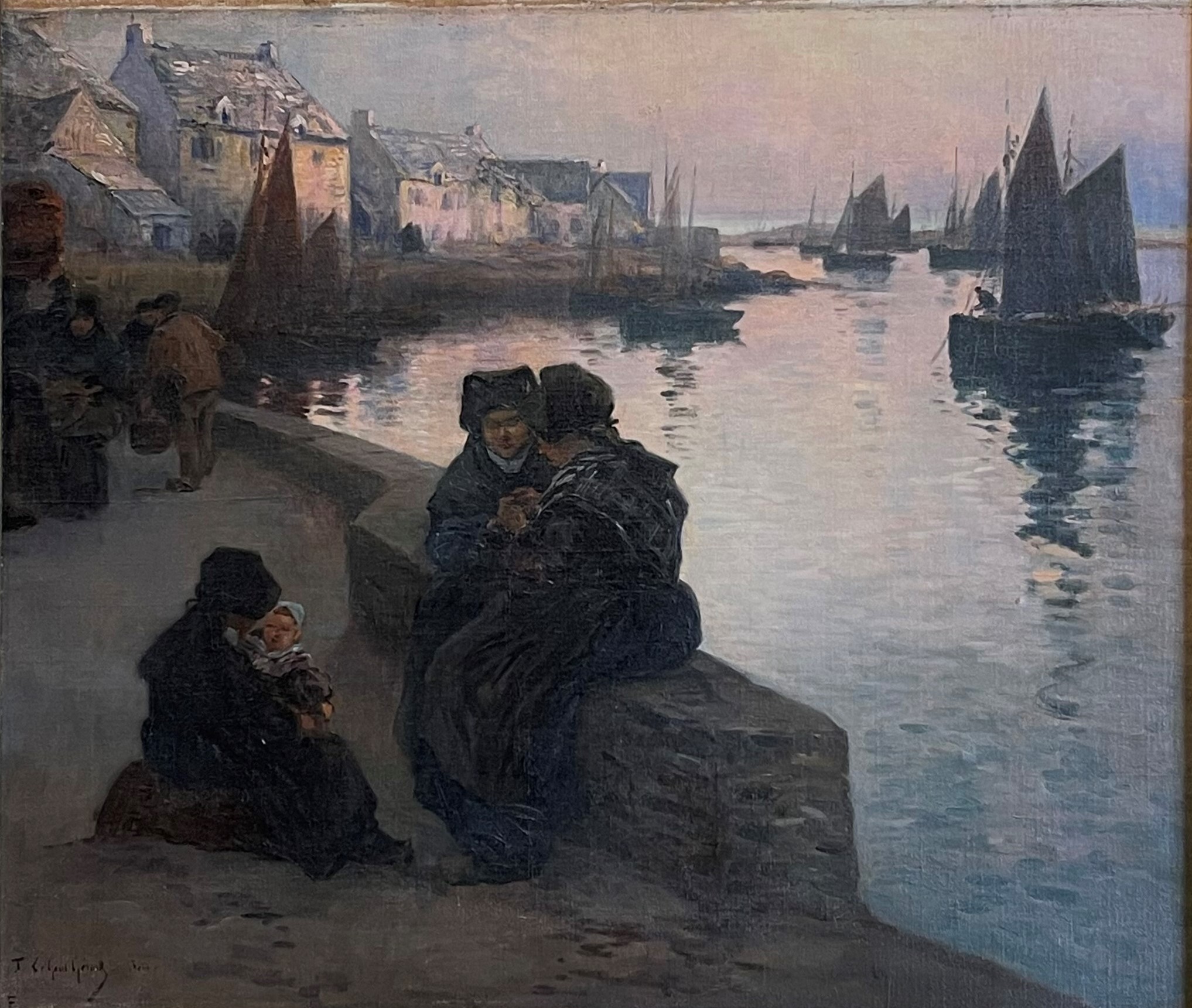 Appraisal: FERNAND MARIE-EUGENE LEGOUT-GERARD FRENCH - HARBOR SCENE WITH WOMEN AND