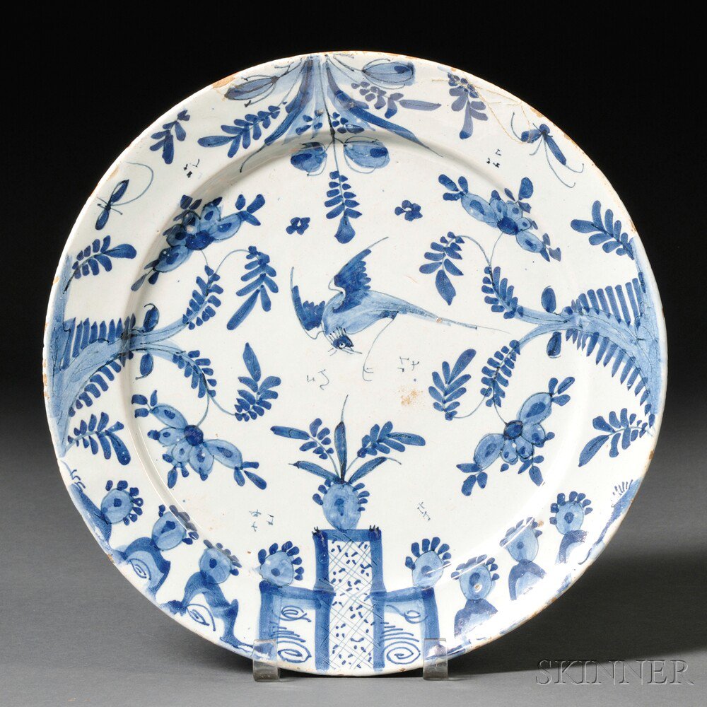 Appraisal: Blue and White Bristol Delftware Charger England c decorated with