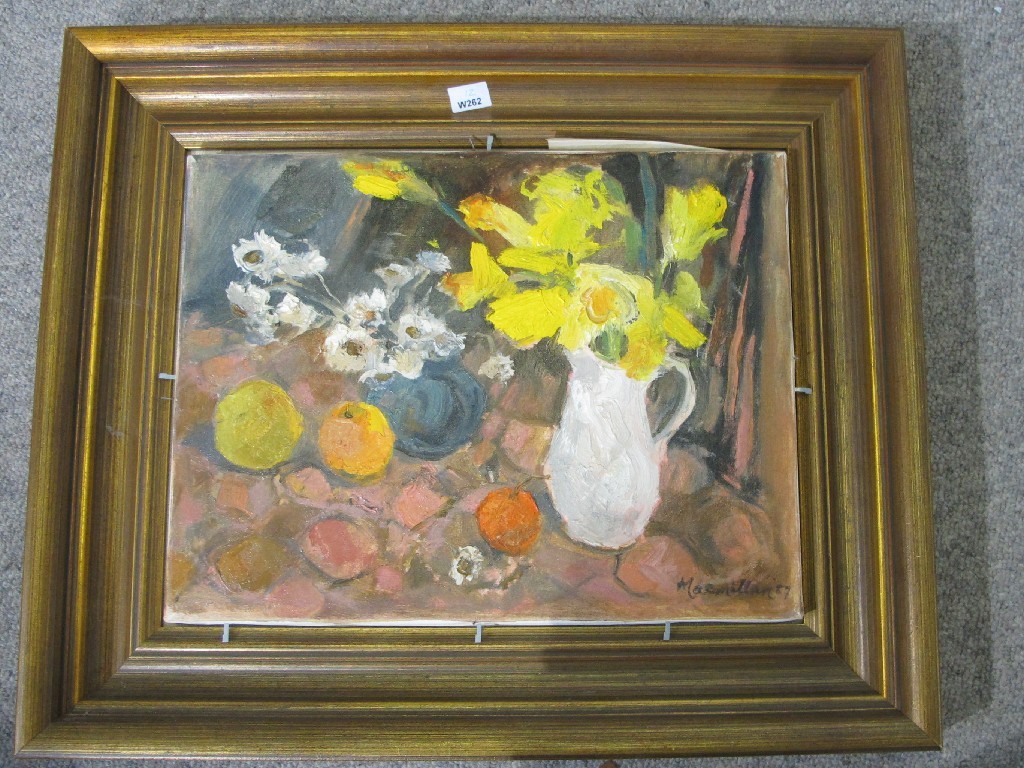 Appraisal: SHEILA MacMILLAN Acrylic 'Daffodils' signed and dated '