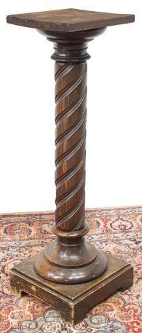 Appraisal: French wood column pedestal stand th c having a square