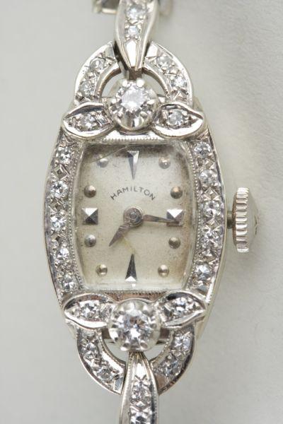 Appraisal: KT White Gold Diamond Lady's Hamilton Watch with diamonds around