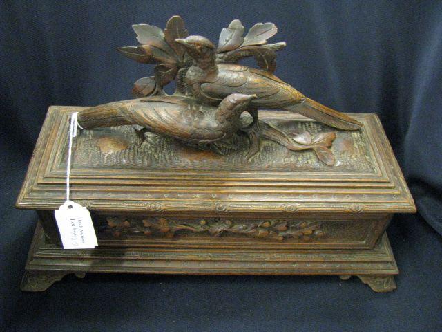 Appraisal: Black Forest Carved Glove or Dresser Box th century pheasants