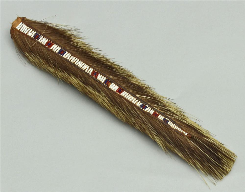 Appraisal: NATIVE AMERICAN PORCUPINE TAIL HAIR BRUSH Central Plains th Century