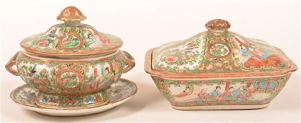 Appraisal: Two Pcs Rose Medallion Oriental Porcelain Two Pieces of Rose