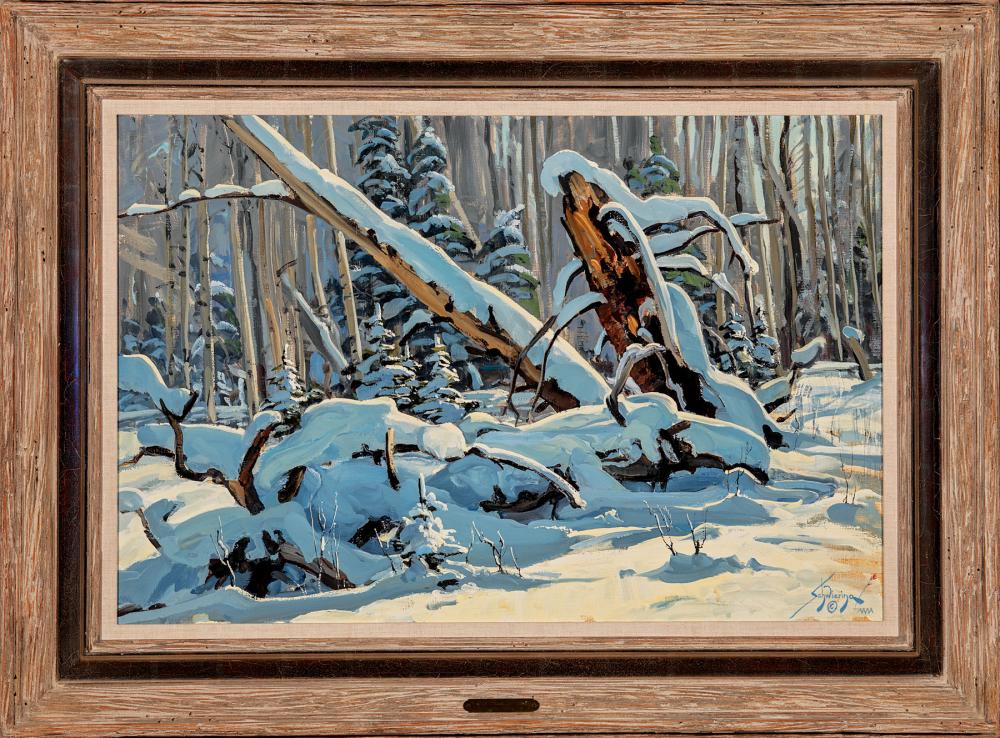 Appraisal: Conrad Schwiering American Wyoming - Softly Comes the Winter oil