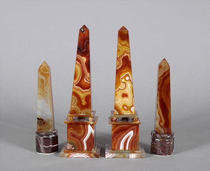 Appraisal: Two Pairs of Agate Obelisks to in