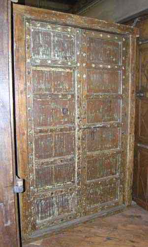 Appraisal: A North Indian Iron Mounted Teak Paneled Double Door with