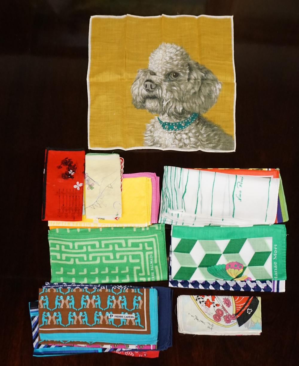 Appraisal: Collection of Handkerchiefs including Pierre Cardin Nina Ricci Pierre Balmain