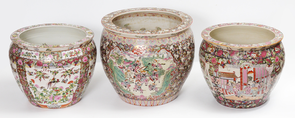 Appraisal: PIECE CHINESE FISH BOWLS OR JARDINIERE pieces total each with