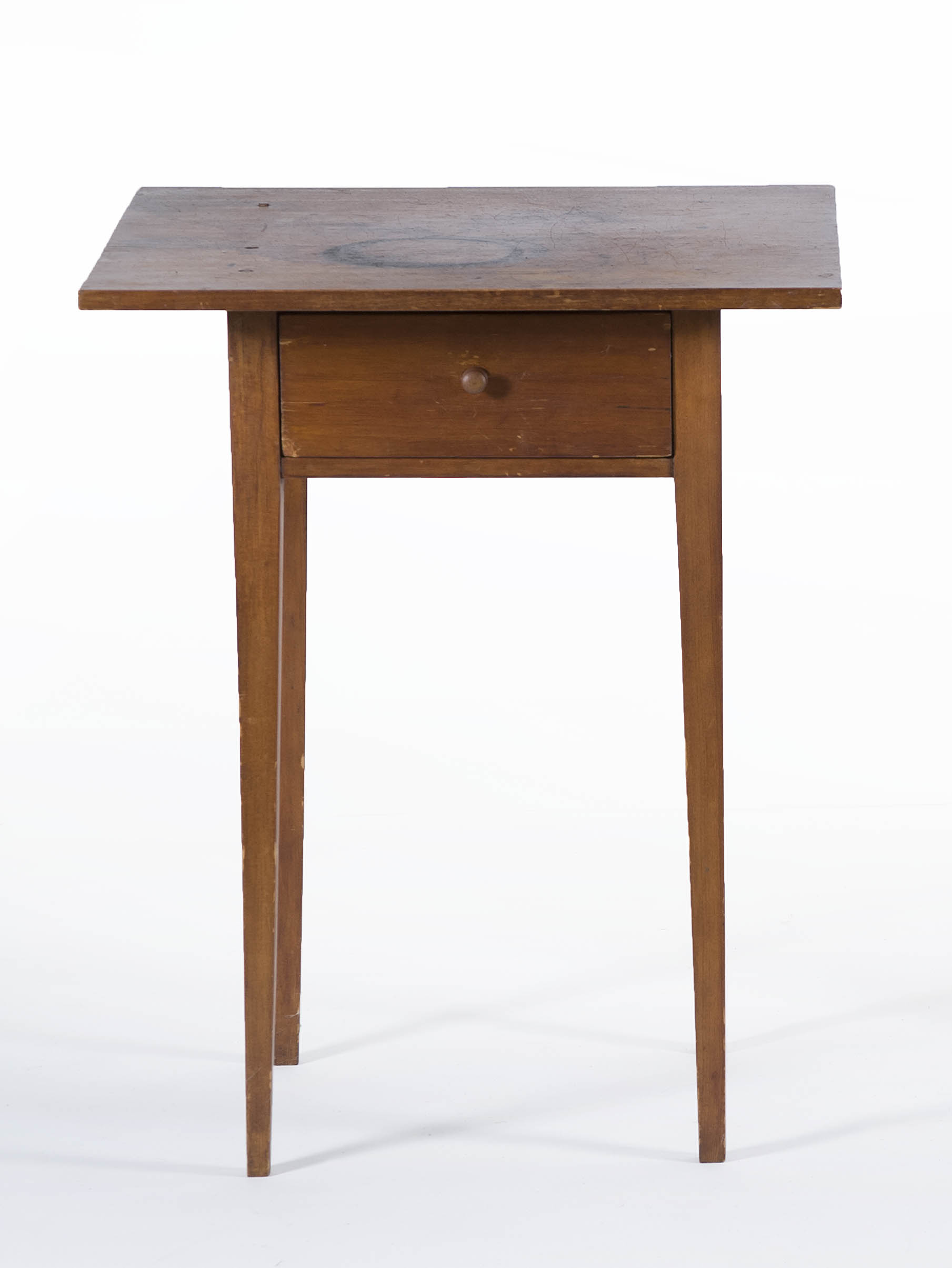 Appraisal: ANTIQUE AMERICAN HEPPLEWHITE ONE-DRAWER TABLE in pine with brown finish