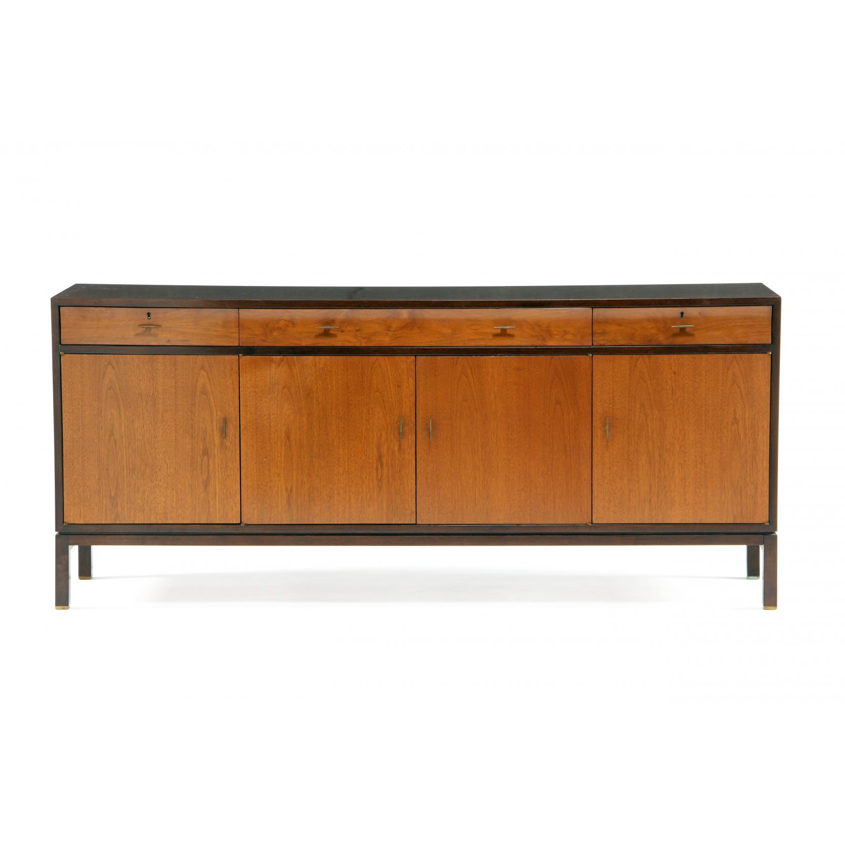 Appraisal: Edward Wormley Am - Sideboard for Dunbar s two-toned walnut