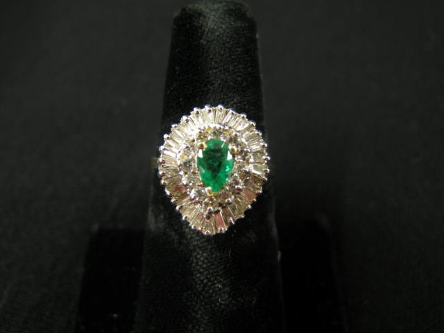 Appraisal: Emerald Diamond Ring carat pear shaped emerald surrounded by round