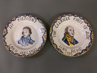 Appraisal: Two English Delft commemorative plates of Lord Howe and Lord