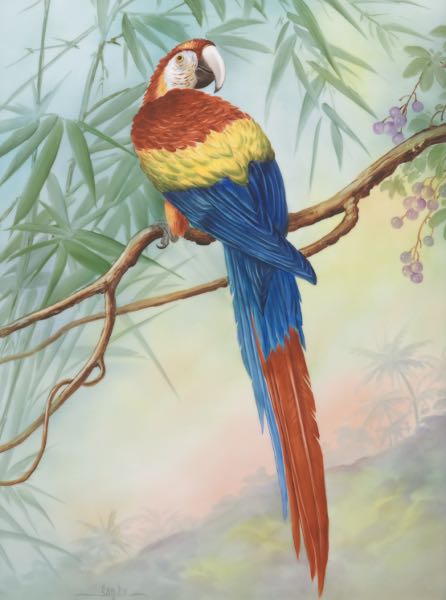 Appraisal: SAN-DO AMERICAN TH CENTURY x Parrot in a Tropical Landscape