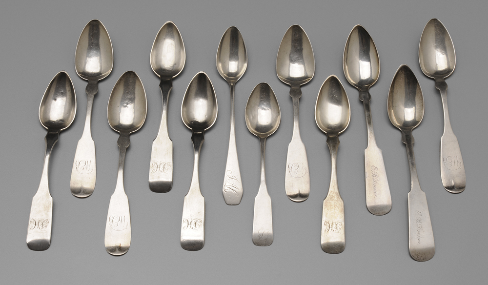 Appraisal: Twelve Coin Silver Spoons Most Southern American th century set