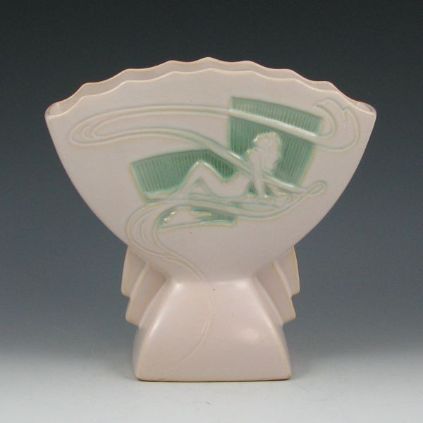 Appraisal: Roseville Silhouette vase in white with nude highlighted in green