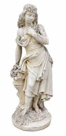 Appraisal: Near-life size cast stone garden statue depicting a woman in