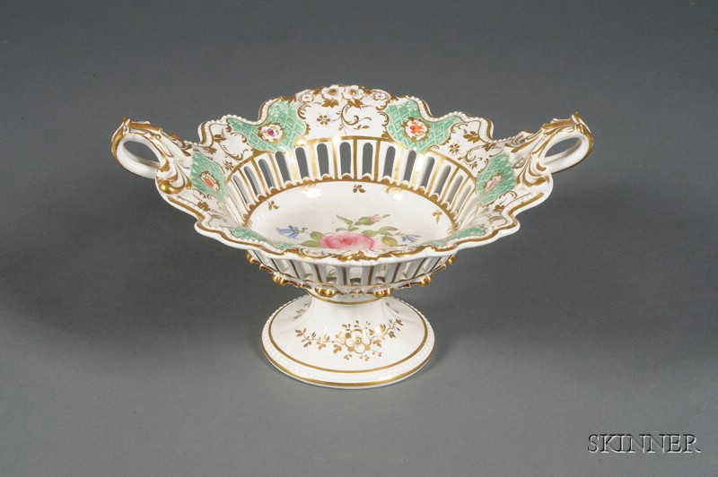 Appraisal: English Porcelain Fruit Center Bowl mid-late th century the scalloped