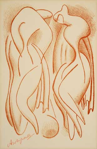 Appraisal: ALEXANDER ARCHIPENKO Bathers Lithograph printed in ochre x mm x