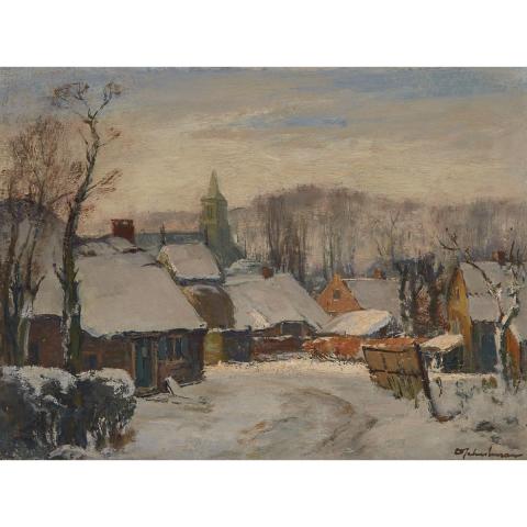 Appraisal: David Schulman - OUD LAREN HOUSES IN THE SNOW Dutch