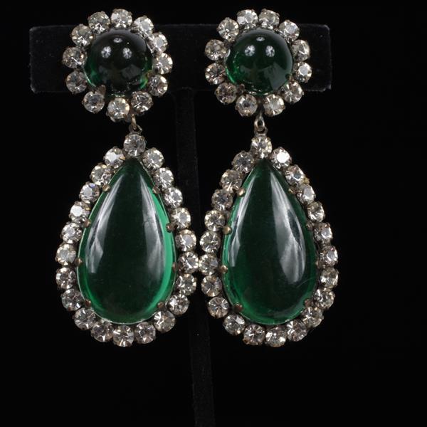 Appraisal: Kenneth J Lane KJL Vintage Couture Runway Emerald Green Rhinestone