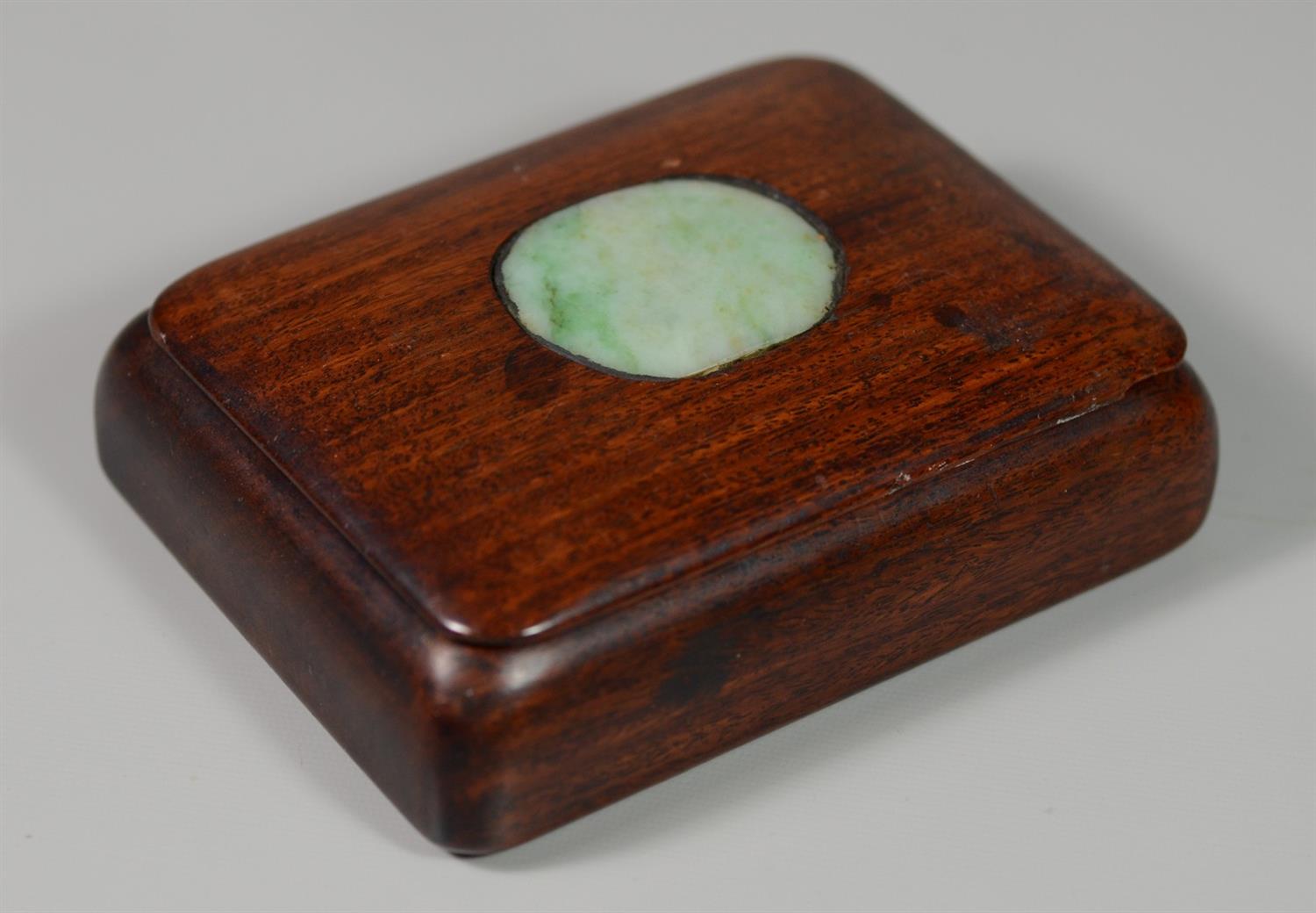 Appraisal: Chinese hardwood box inlaid with jade plaque - h x