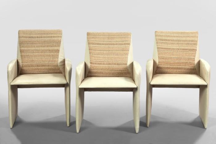 Appraisal: Suite of Three Art Moderne Upholstered Armchairs second quarter th