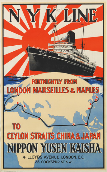 Appraisal: DESIGNER UNKNOWN NYK LINE TO CEYLON STRAITS CHINA JAPAN x