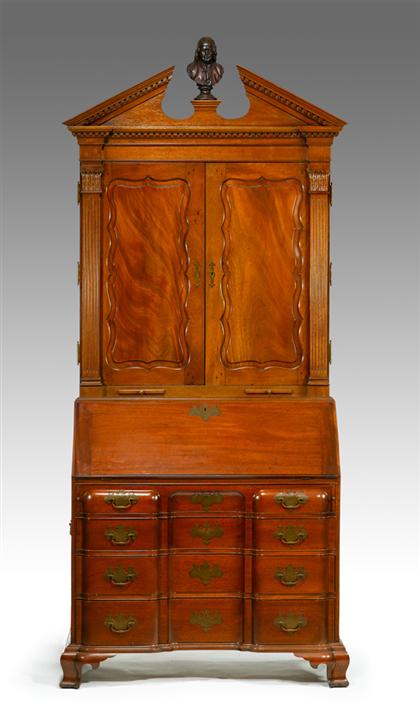 Appraisal: Chippendale-style mahogany secretary desk and bookcase alexander maranca - philadelphia