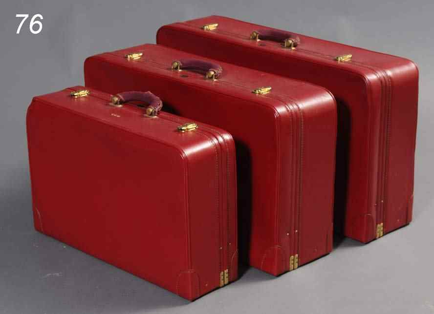 Appraisal: Set of Graduated Red Leather Luggage Set Mark Cross largest