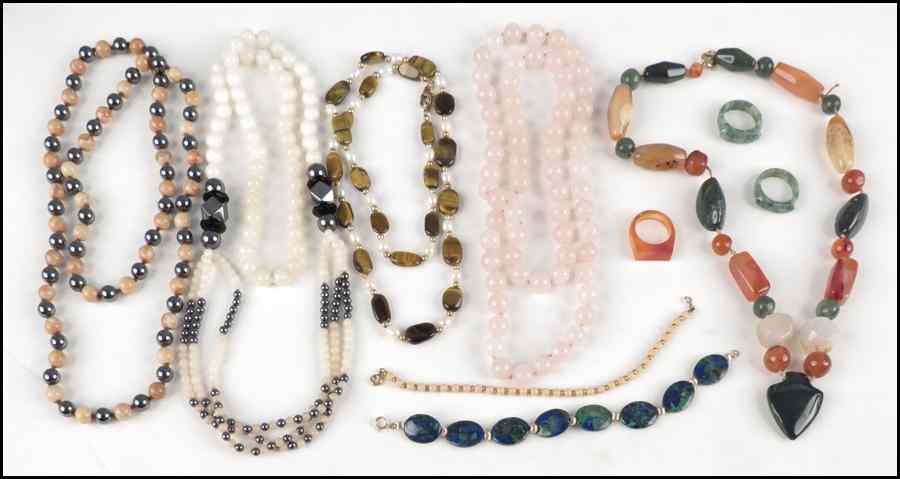 Appraisal: COLLECTION OF SEMI-PRECIOUS BEAD JEWELRY Together with three rings Condition