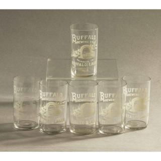 Appraisal: Six Buffalo Brewing Glasses Six clear glass Buffalo Brewing Co