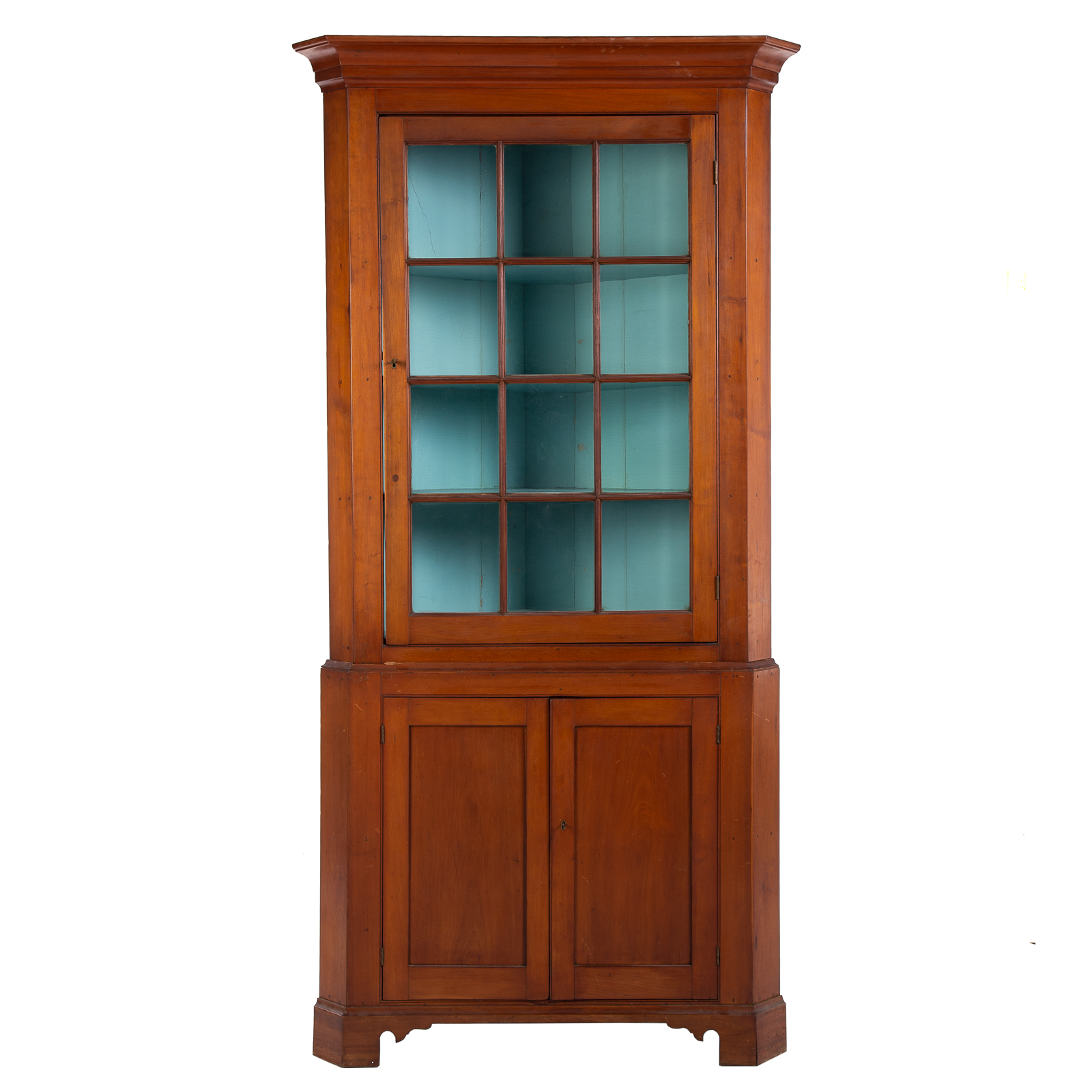 Appraisal: FEDERAL MAPLE CORNER CUPBOARD Circa - molded cornice with single