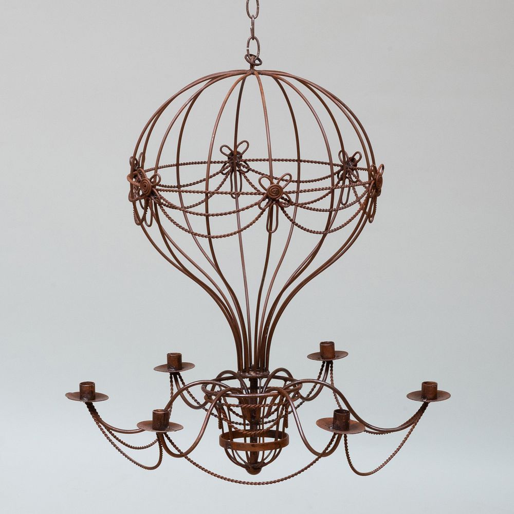 Appraisal: Modern Metal Hot Air Balloon-Shaped Six-Light Chandelier x in The