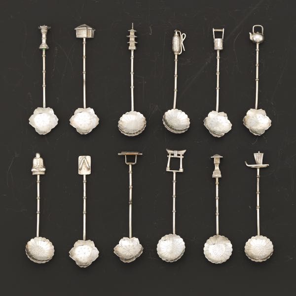 Appraisal: TWELVE JAPANESE STERLING SILVER TEASPOONS Twelve sterling silver twelve teaspoons